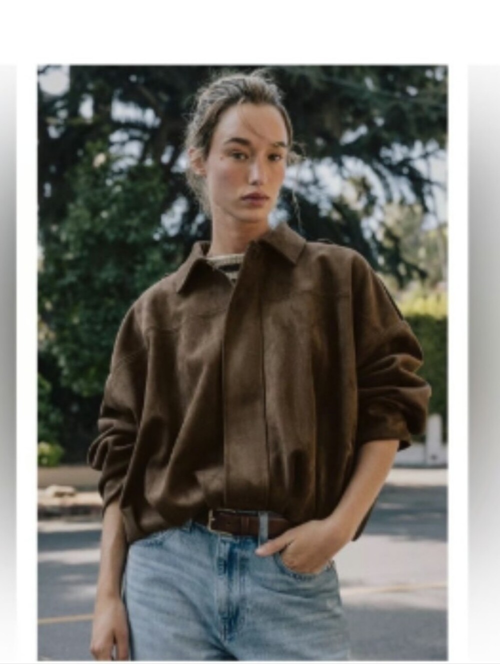 Zara Effect Suede Bomber Jacket. S .Small
